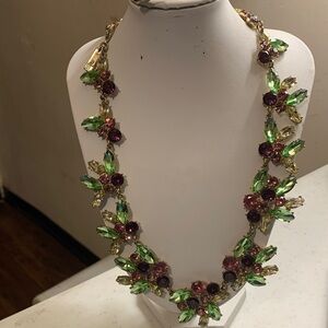 Elegant Floral Gemstone Statement Necklace